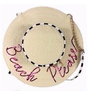Betsy Johnson Beach Please Straw Crossbody Purse
